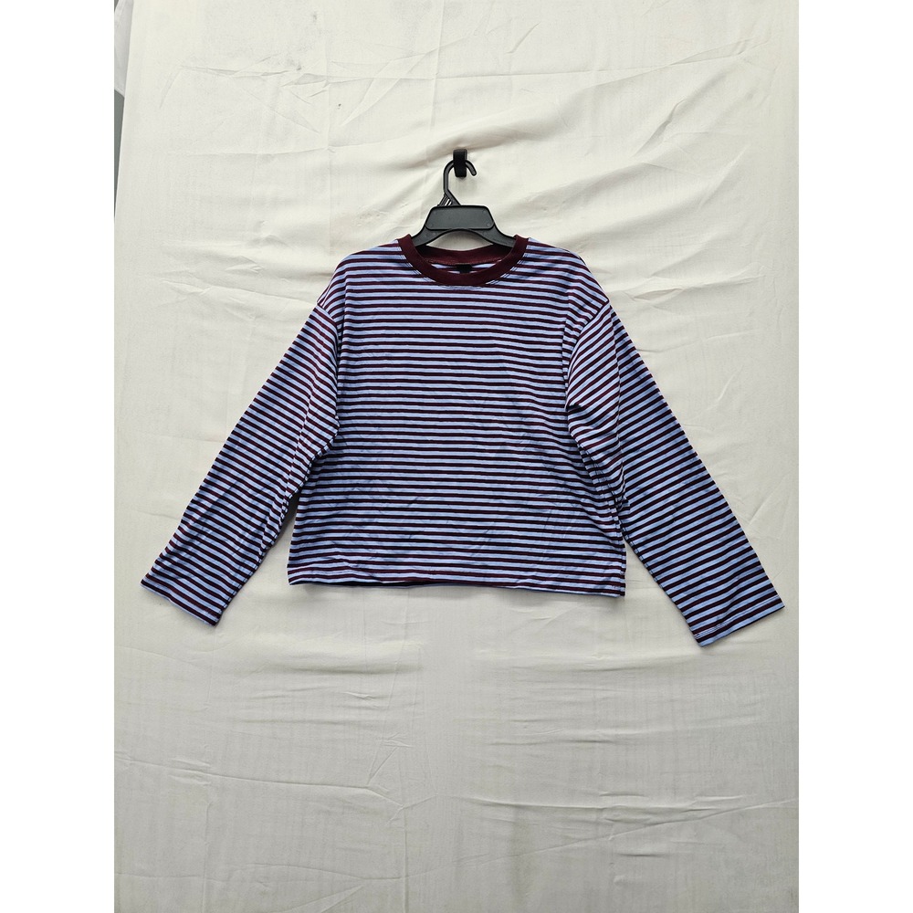 Wild Fable Womens Striped Pullover Top Blue Cotton Blend Casual Size Small